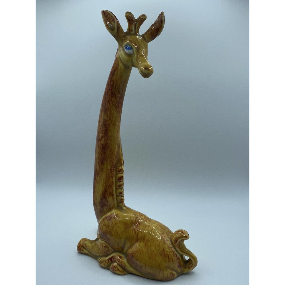 MCM African Giraffe Ceramic Figurine SIGNED Hand Painted Vintage Decor